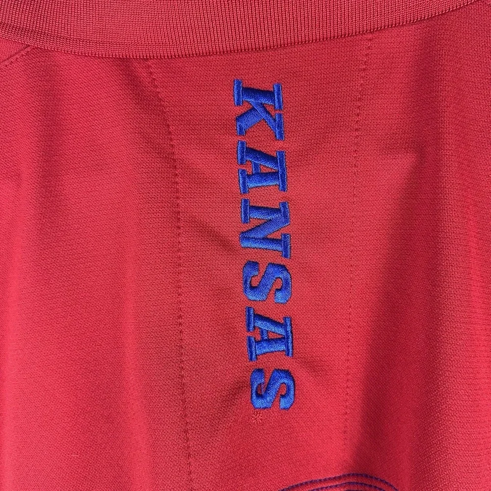 Kansas Jayhawks KU Adidas Climalite Short Sleeve Polo Shirt Men's Size Large Red